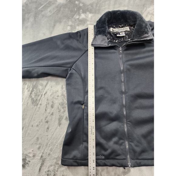 Columbia Interchange Softshell Jacket Size L Gray Full Zip Faux Fur Collar Lined - Picture 13 of 14